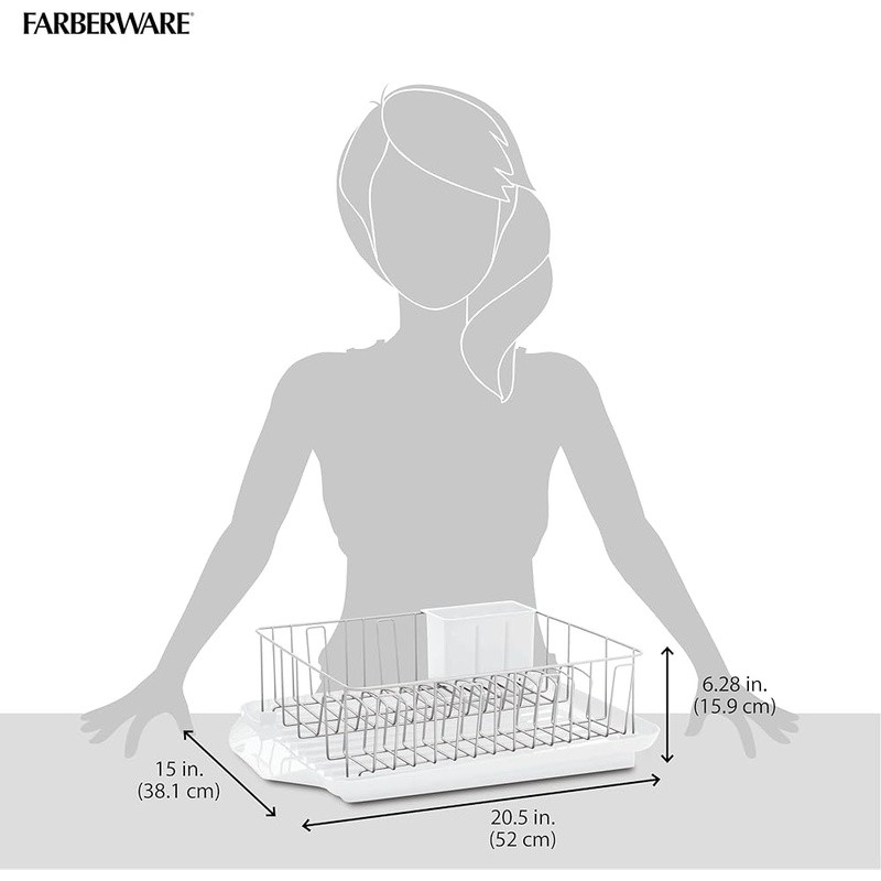 High Capacity Dish Rack W/ Utensil Caddy Self Drain Rust Resistant Kitchen New