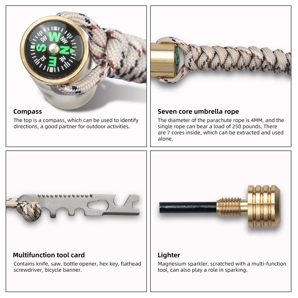 Piston Fire Starter Fire Starting Tool Kit With Compass Multifunctional TCQ DUDT