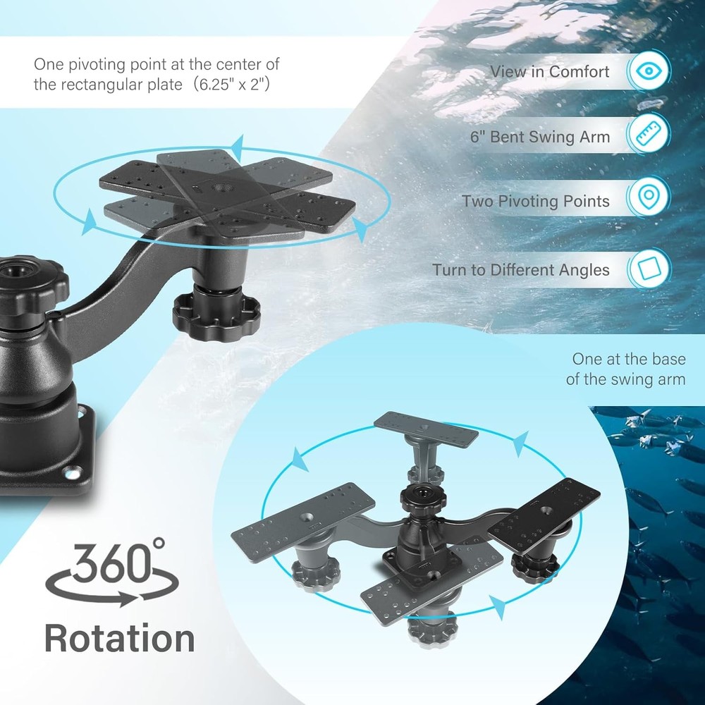 Horizontal 6" Swing Arm Mount Fishfinders & Chartplotters Mount Bracket 360°