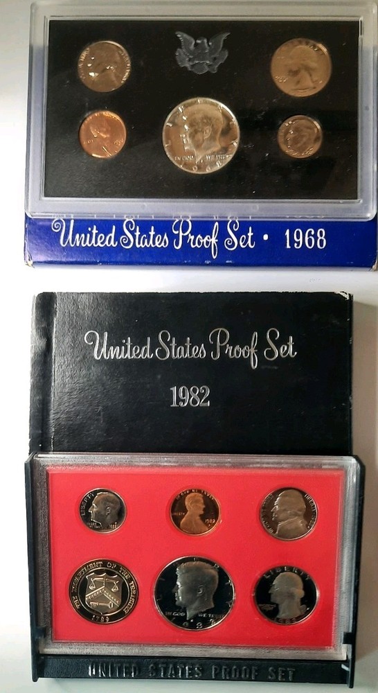 US Mint Proof Sets Uncirculated Multiple Years 1968, 1972, 1982, 1994, 2002