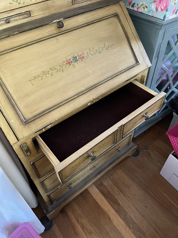 Drop-leaf Secretary Desk Hand-painted Shabby-chic