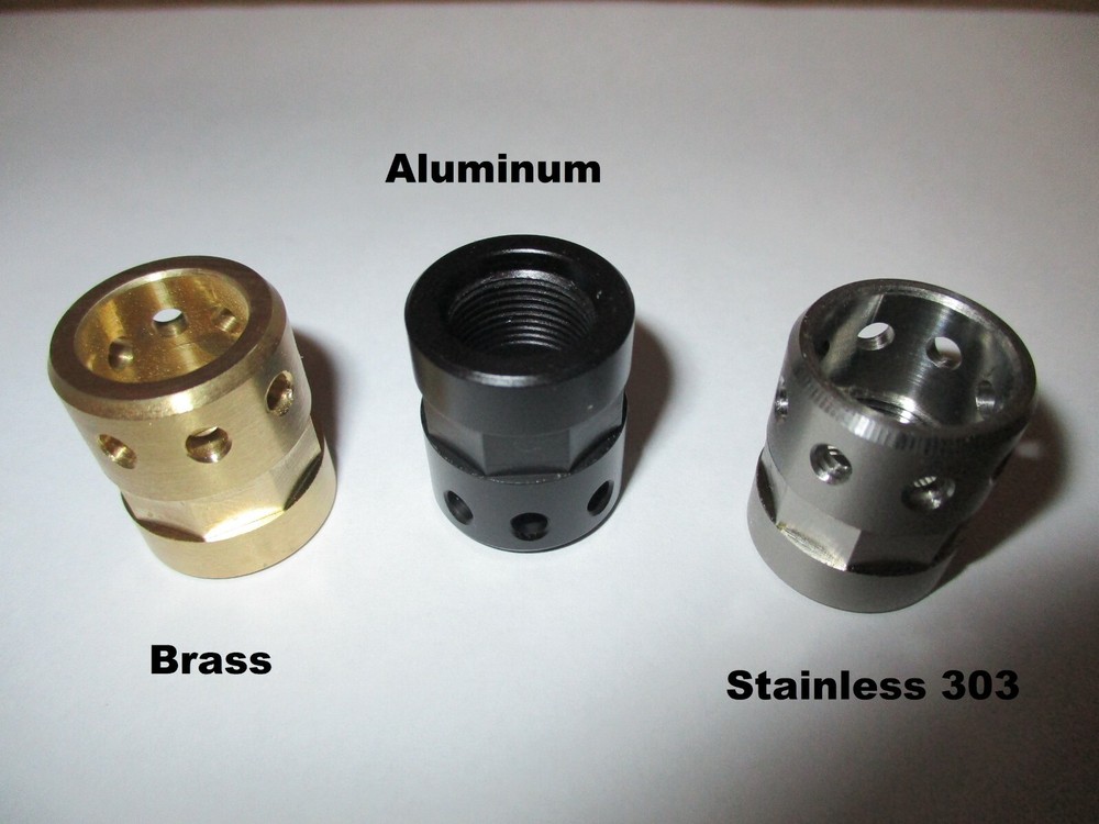 Micro Muzzle Brake LongShot MINI-BRAKE for 9/16-24 TPI Solid BRASS