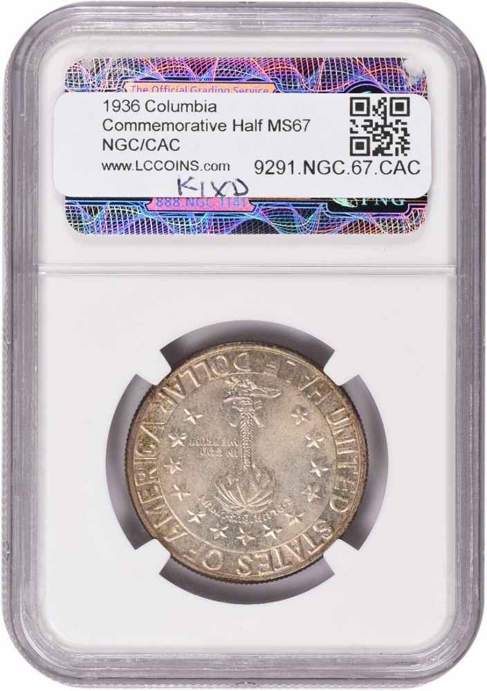 Columbia Commemorative Silver Half Dollar 1936 MS67 NGC (CAC)