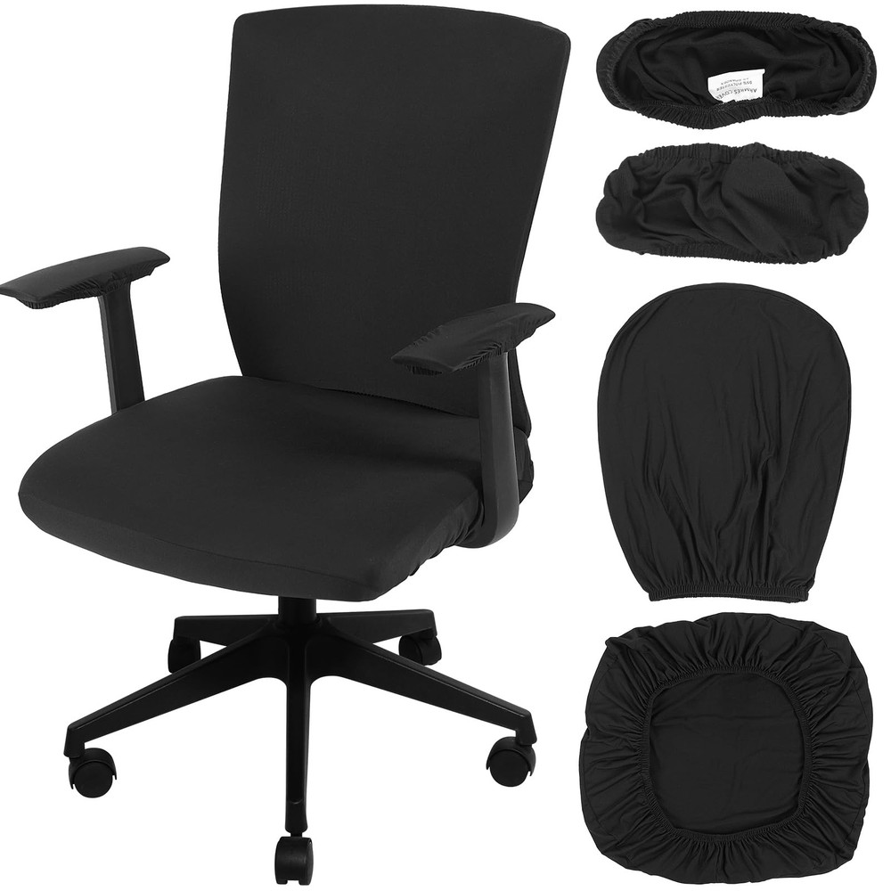 Tallew 4 Pcs Office Chair Covers Set Computer Universal Protective Black