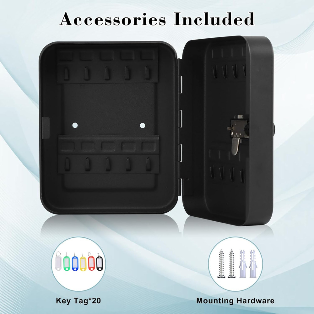 20 Key Storage Lock Box with Code, Key Cabinet Organizer Wall Mount with Combina
