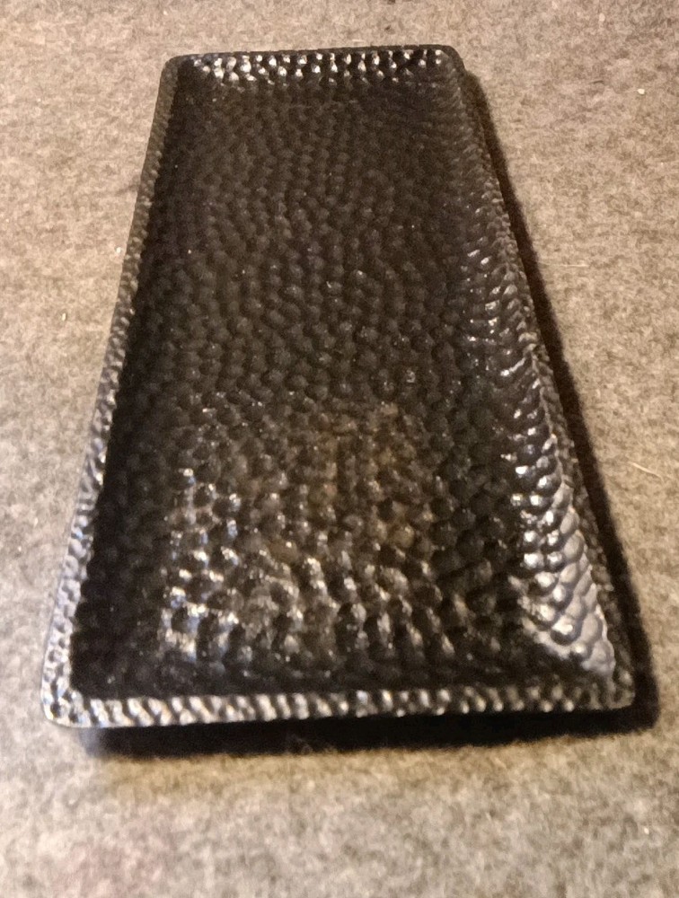 VERY RARE HAMMERED IRON COOKING BAKING SERVING TRAY 5X12" VTG Tiny Flecks Rust