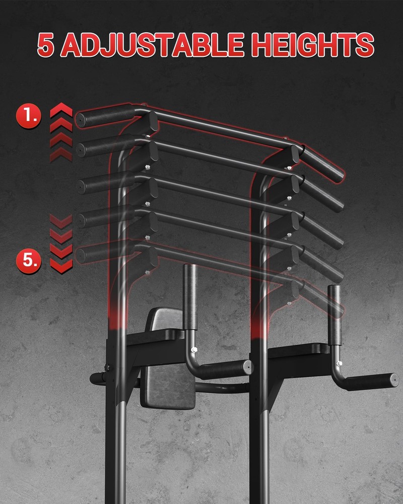 Power Tower, Heavy Duty Pull Up Bar 450LB Capacity, Multi-Functional Dip Stat...