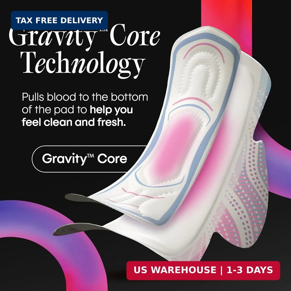 Kotex Ultra Thin Pads with Wings, Heavy Absorbency, 46 Count (Packaging May Vary