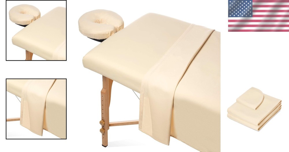 Natural Color 3-Piece Microfiber Massage Sheets - Soft, Breathable & Resilient