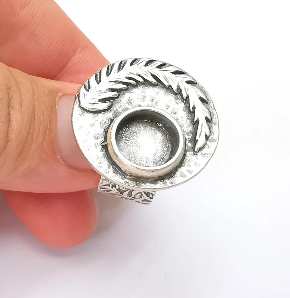 Fern Leaf Ring Blank Settings, Cabochon Mounting, Adjustable Resin Ring Base