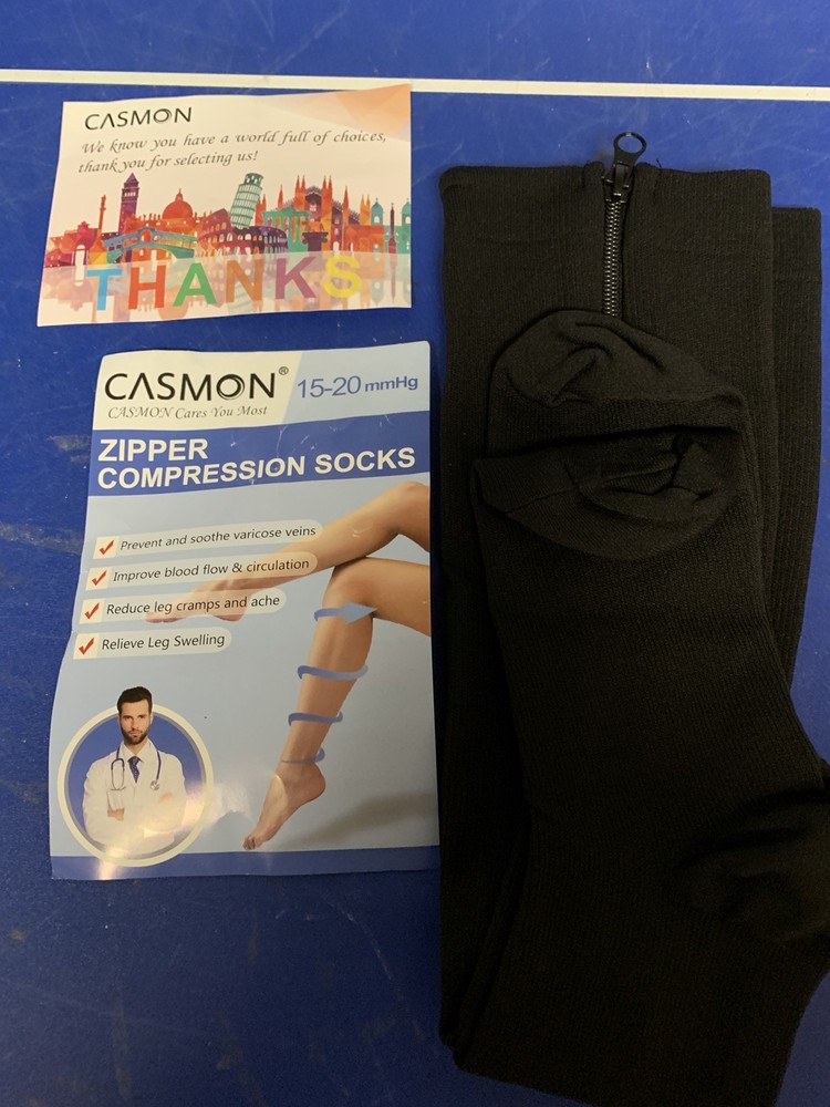 Casmon 15-20 mmHg Zipper Compression Socks