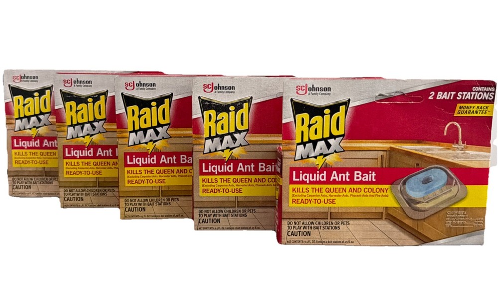 10 Raid Max Liquid Ant Bait Stations Kills Queen & Colony (5 Boxes x 2ct)