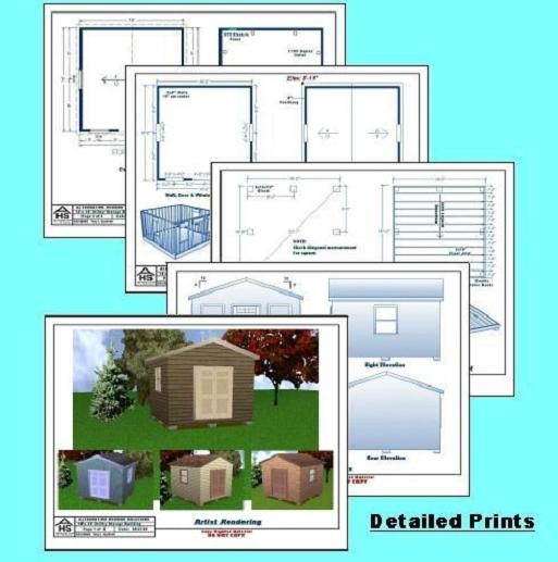12x12 Storage Shed Plans Package, Blueprints, Material List & Instructions
