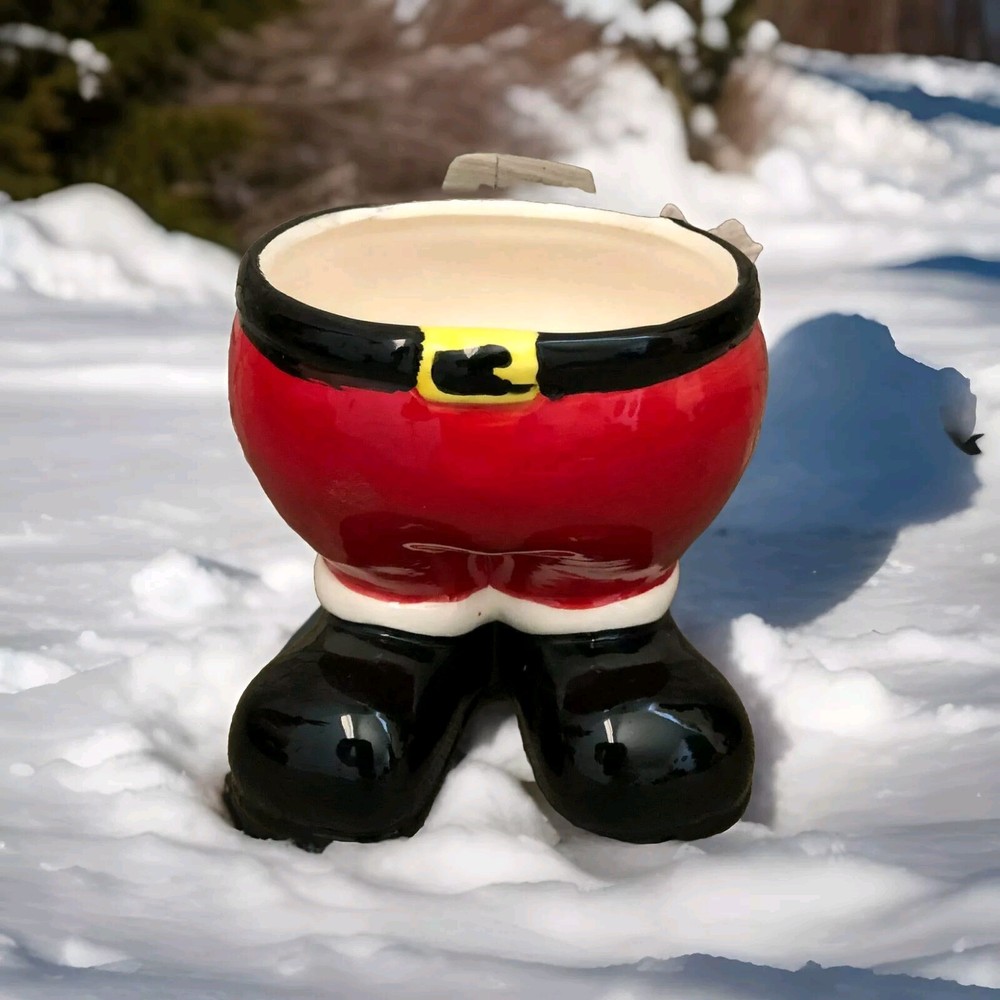 Santa Clause Pants Shoes / Boots Ceramic Planter / New