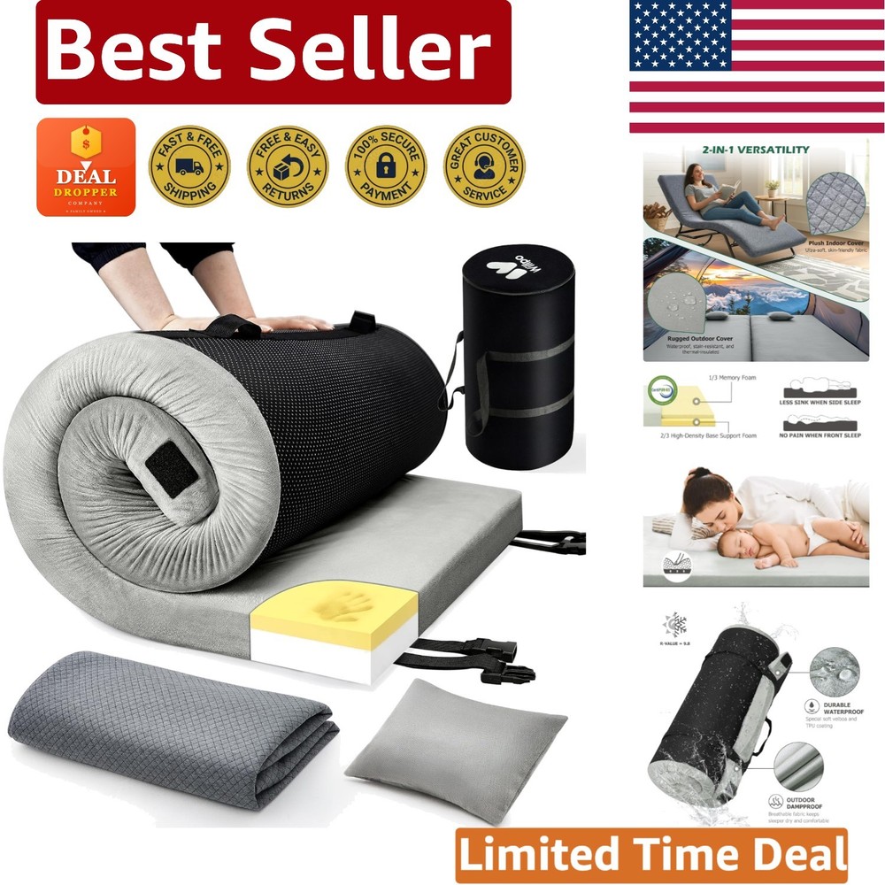 Interchangeable Waterproof Covers Memory Foam Camping Mattress - 3" Thick