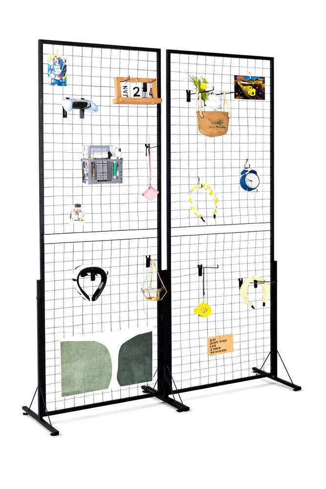 Display Grid Rack 2 Pcs 5.6 ft Panel Detachable Stand Craft Art Gridwall Tower