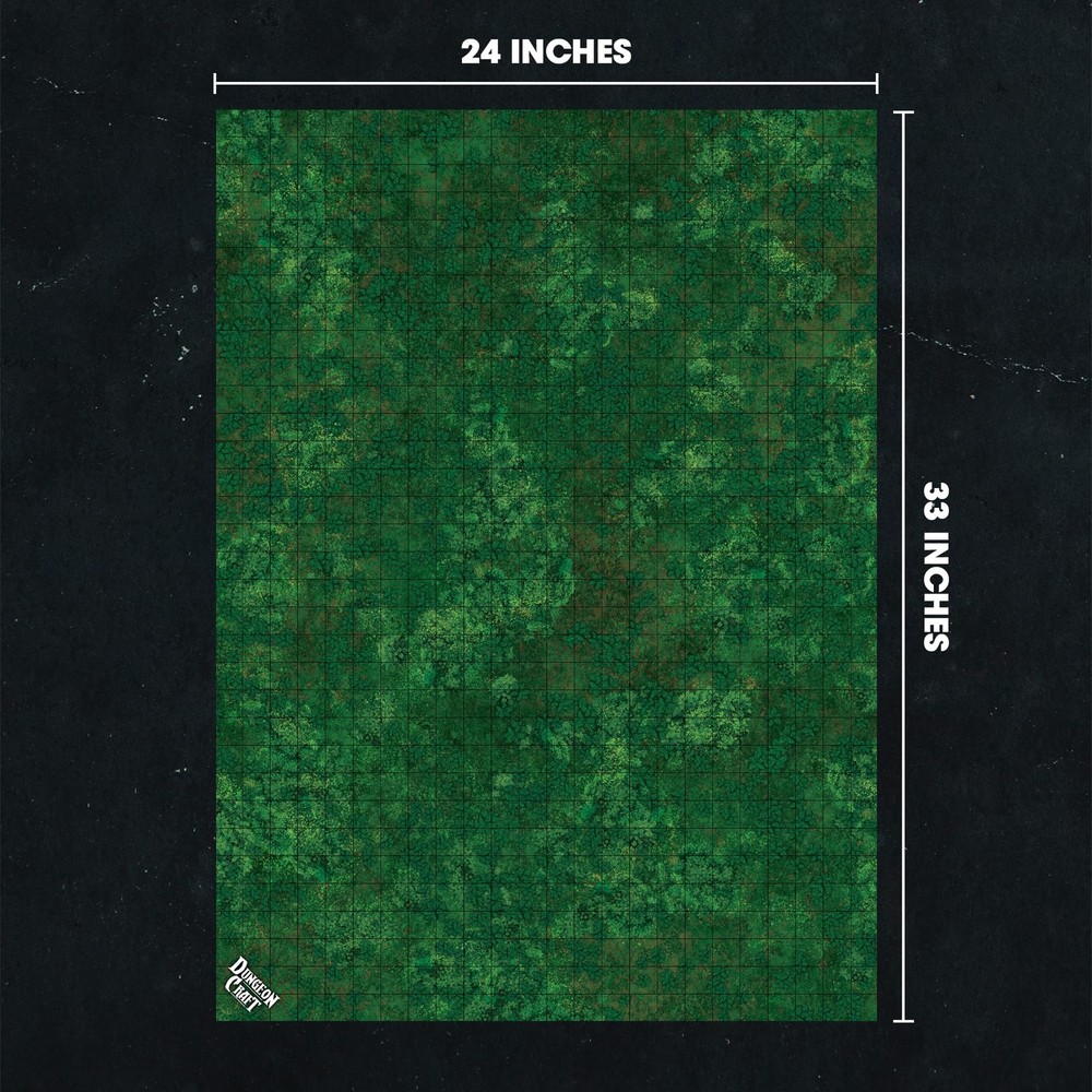 Jungle Battle Map for DND & TTRPG – Double-Sided 33x24 Mat – Tabletop Grid