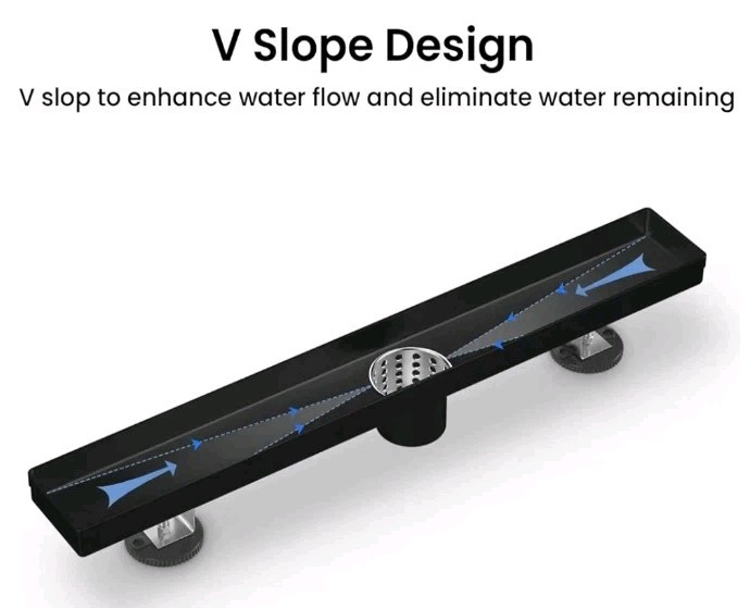 36 Inch Linear Shower Drain Rectangular Floor Drain with Accessories Matte Black
