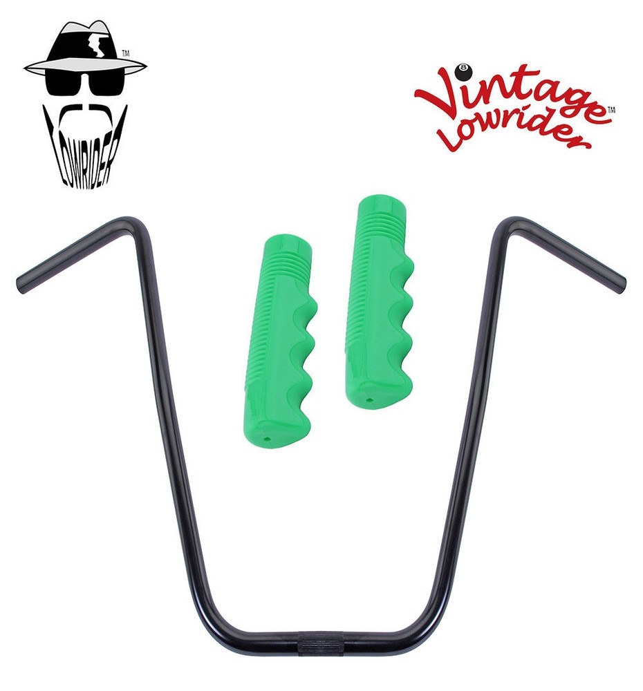 Original Lowrider 20" 22.2 D Handlebar Black 120mm Grips Solid/Green