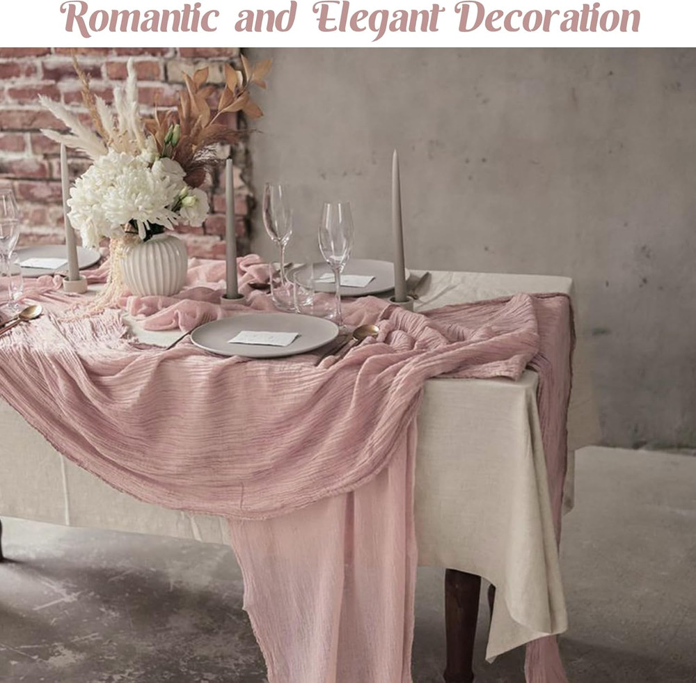 Dusty Pink 10FT Cheesecloth Table Runner Boho Gauze Fabric Table Runner Rustic S