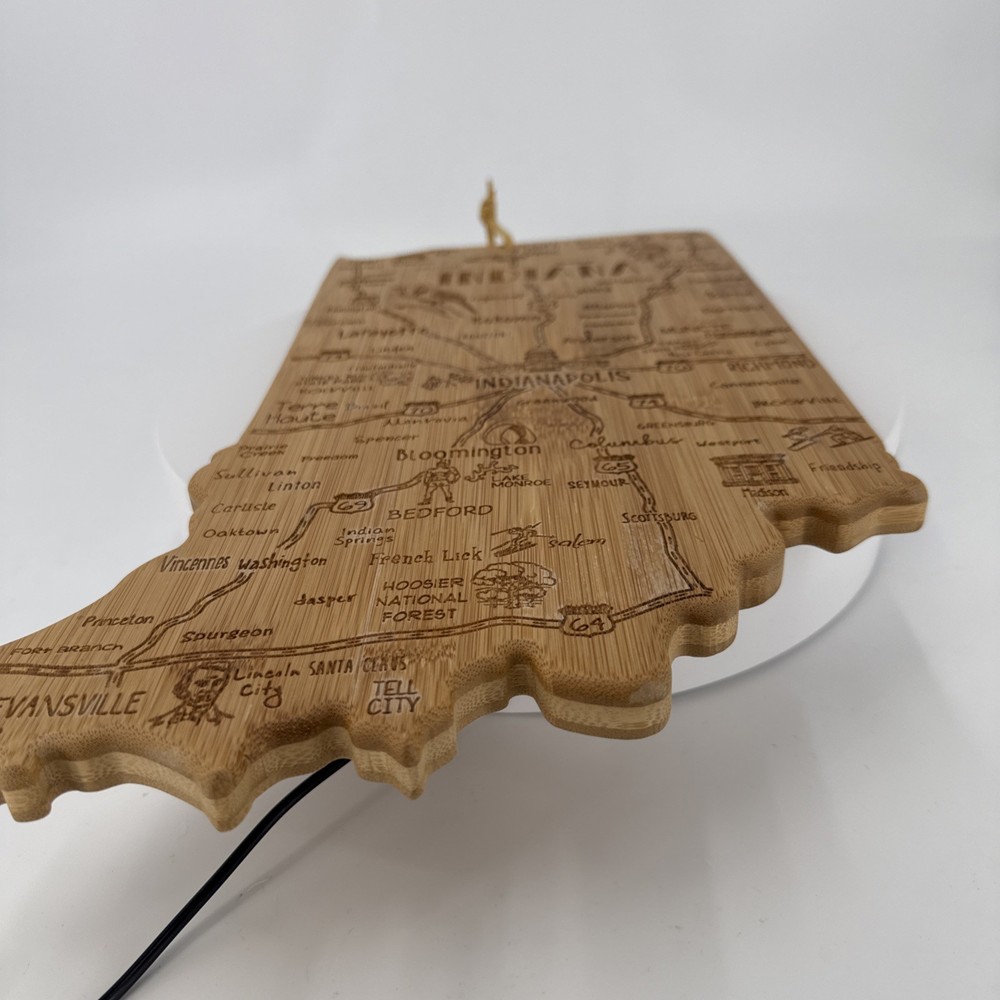 Totally Bamboo Destination Indiana State Shaped Serving and Cutting Board