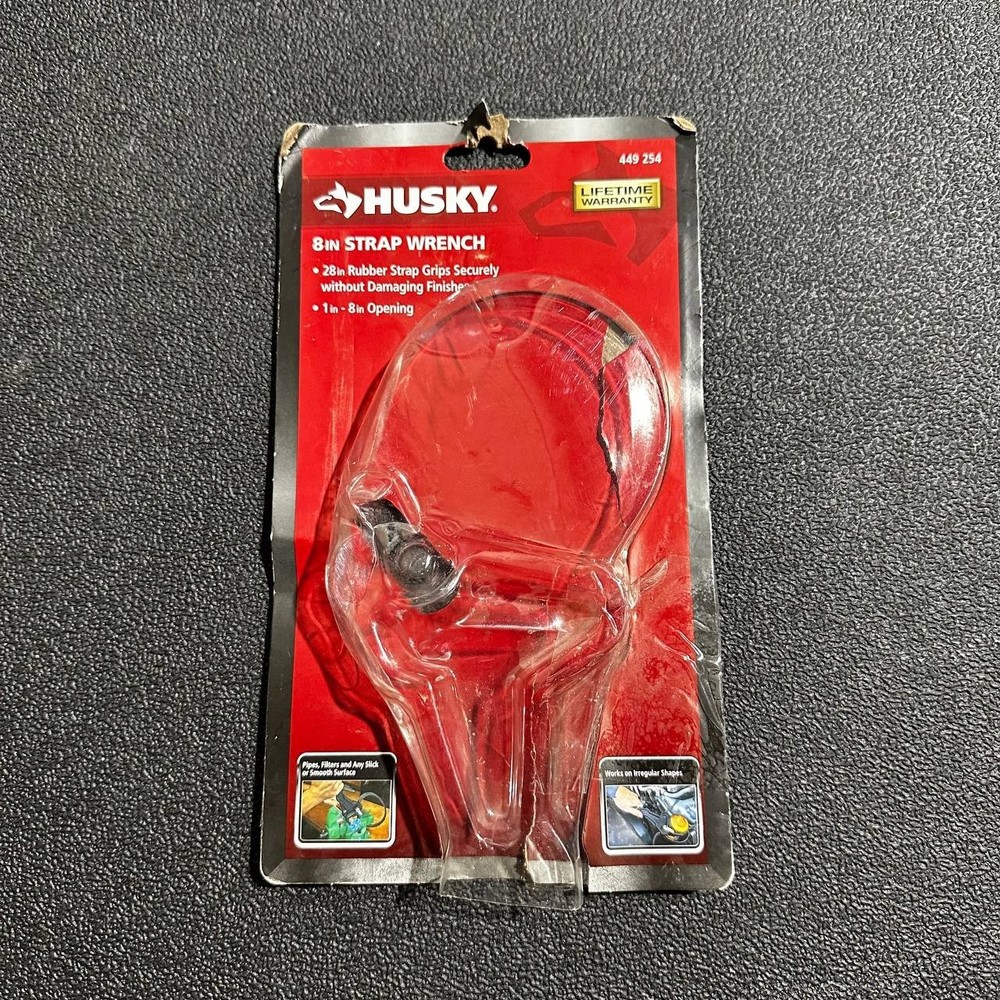Husky Dual‑Material Strap Wrench – 28" Strap – 8" Capacity - 2-Pack