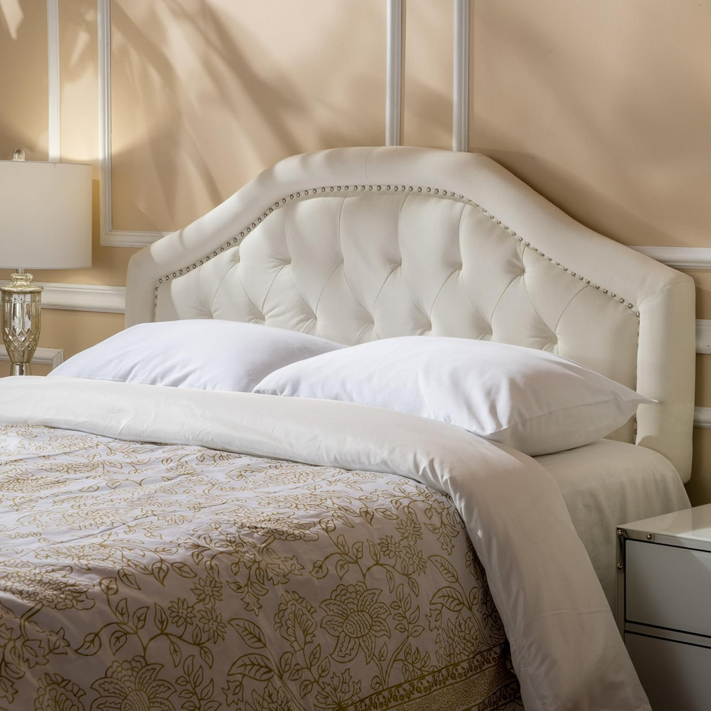 Contemporary Fabric Full/Queen Headboard, Ivory