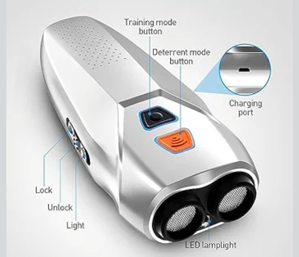 Ultrasonic Dog Repeller Handheld Trainer LED Flashlight Bark Control