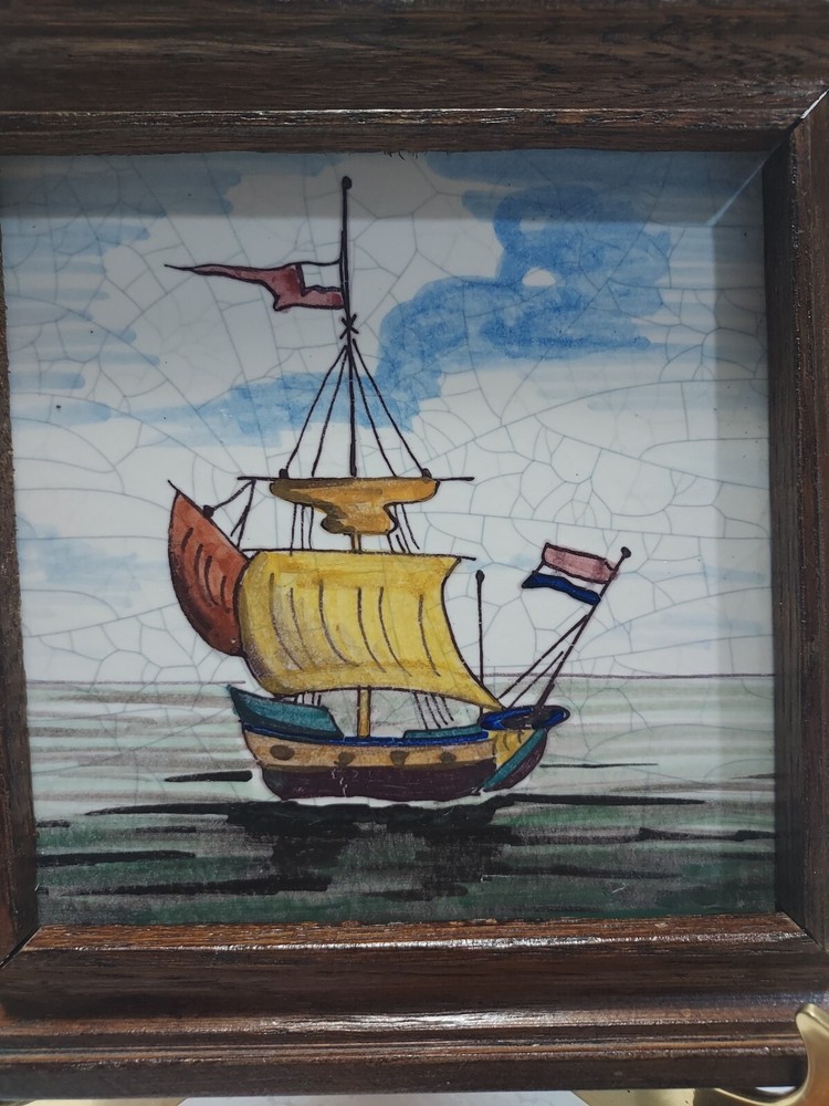 Pair Of Westraven Hand-painted Tiles Framed