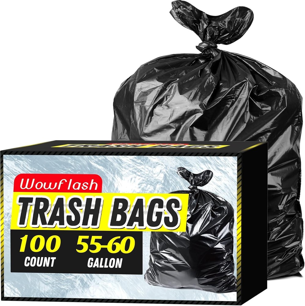 55- Trash Bags, Sturdy & Tear-Resistant mercial Can Liners, Lar