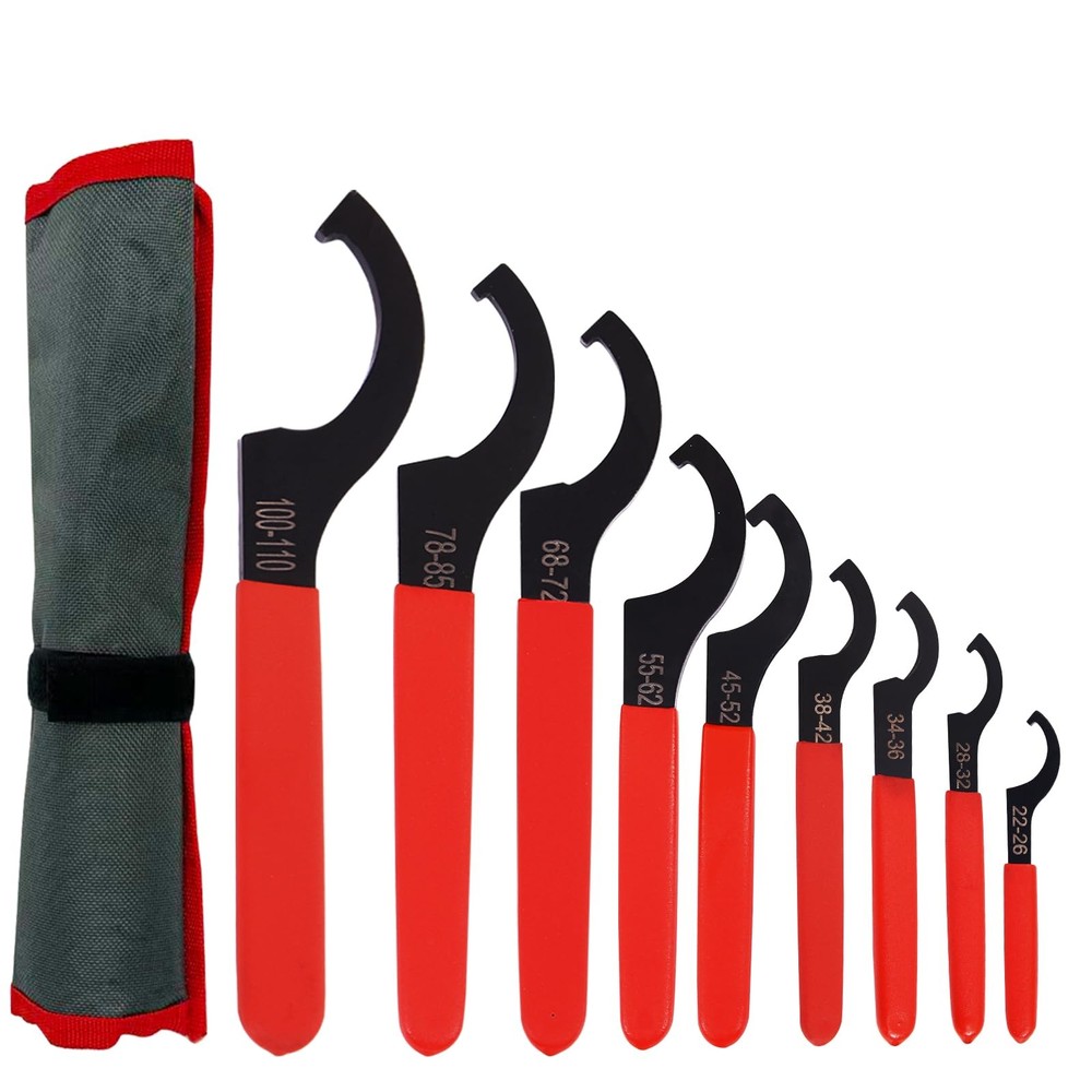 Coilover Spanner Wrench Set, 9 Pcs C-Shape Shock Spanner Hook Wrench Tools, f...