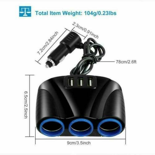 Car 12V Cigarette Lighter Socket Splitter 3.1A USB Charger Power Adapter Outlet