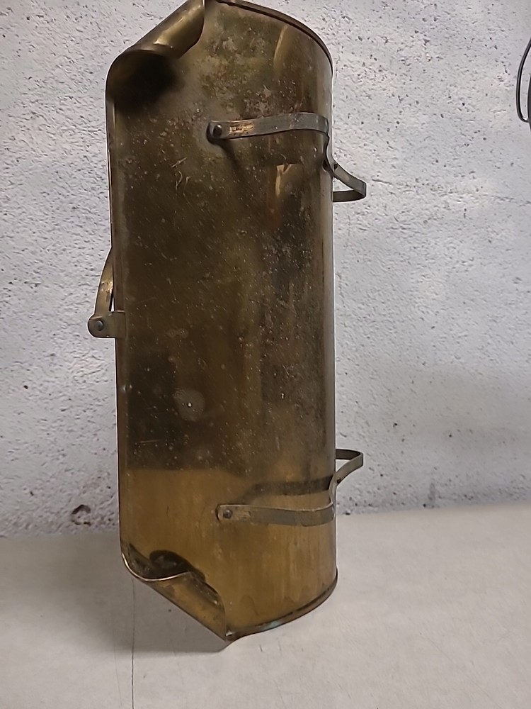 Vintage Rectangular Brass Fireplace Log Holder with Curled Corners