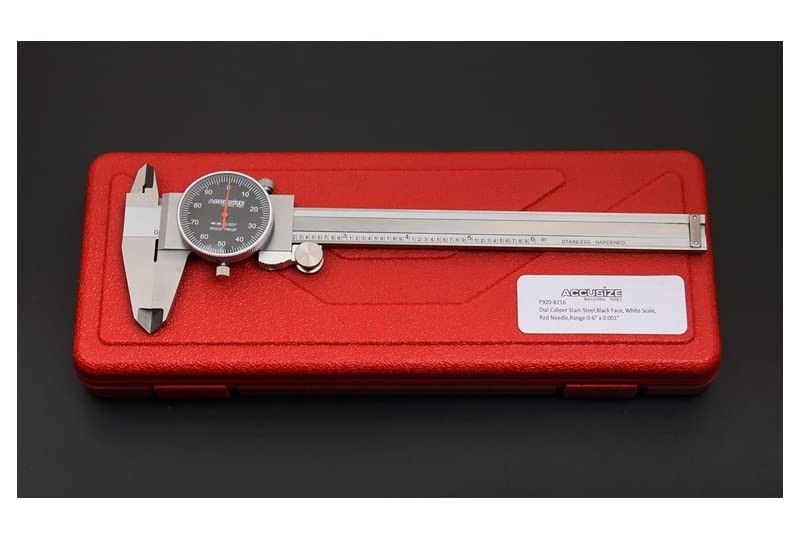 Tools 0-6" x 0.001" (Range x Resolution) Dial Caliper, Black Face Red Needle
