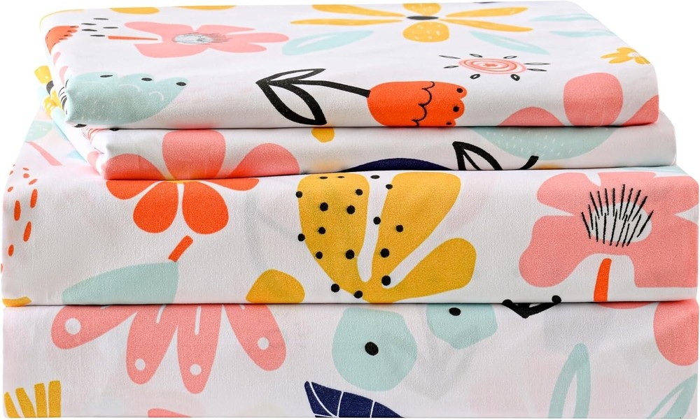 Elegant Floral Microfiber Sheet Set for Queen Beds - 4 Piece Bedding Essentials