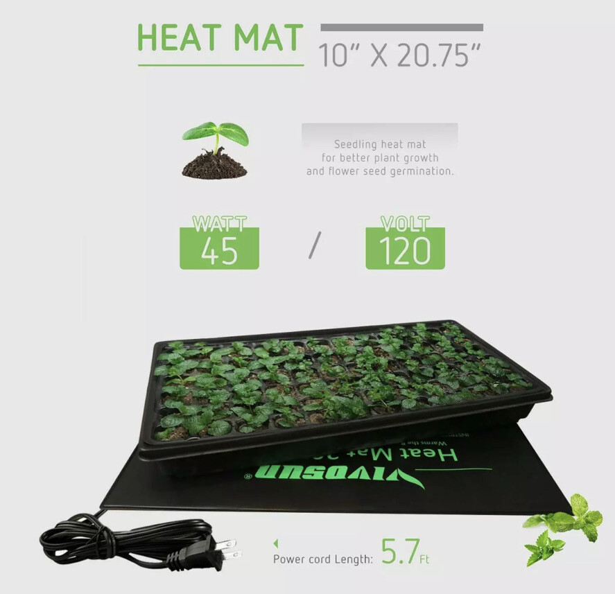 VIVOSUN -2 Pack Durable Waterproof Seedling Heat Mat Warm Hydroponic Heating Pad