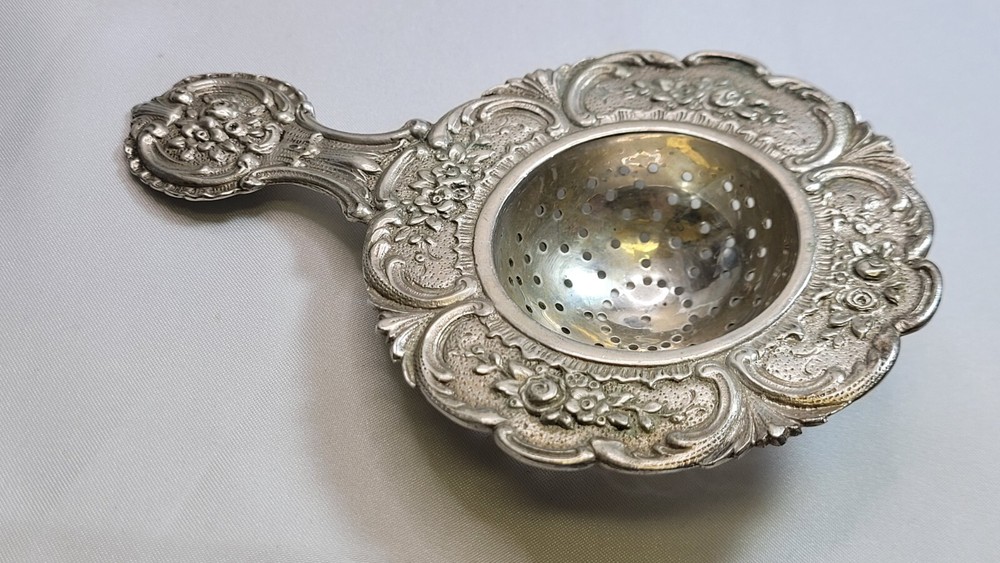 Antique .800 Silver European Tea Strainer