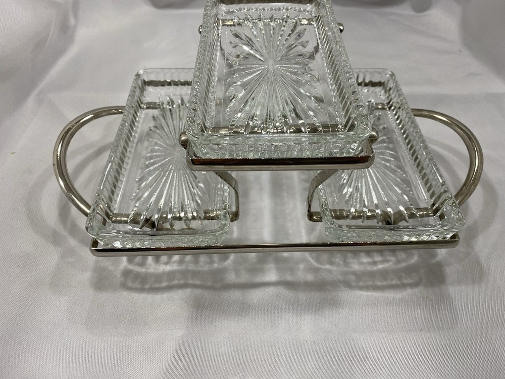 Leonard Silver Plate Three Tier Relish Server ￼￼