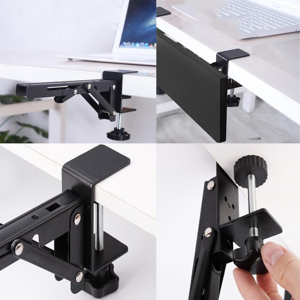 Under Desk Keyboard Tray Support Bracket Adjustable Desktop Extension Board S...