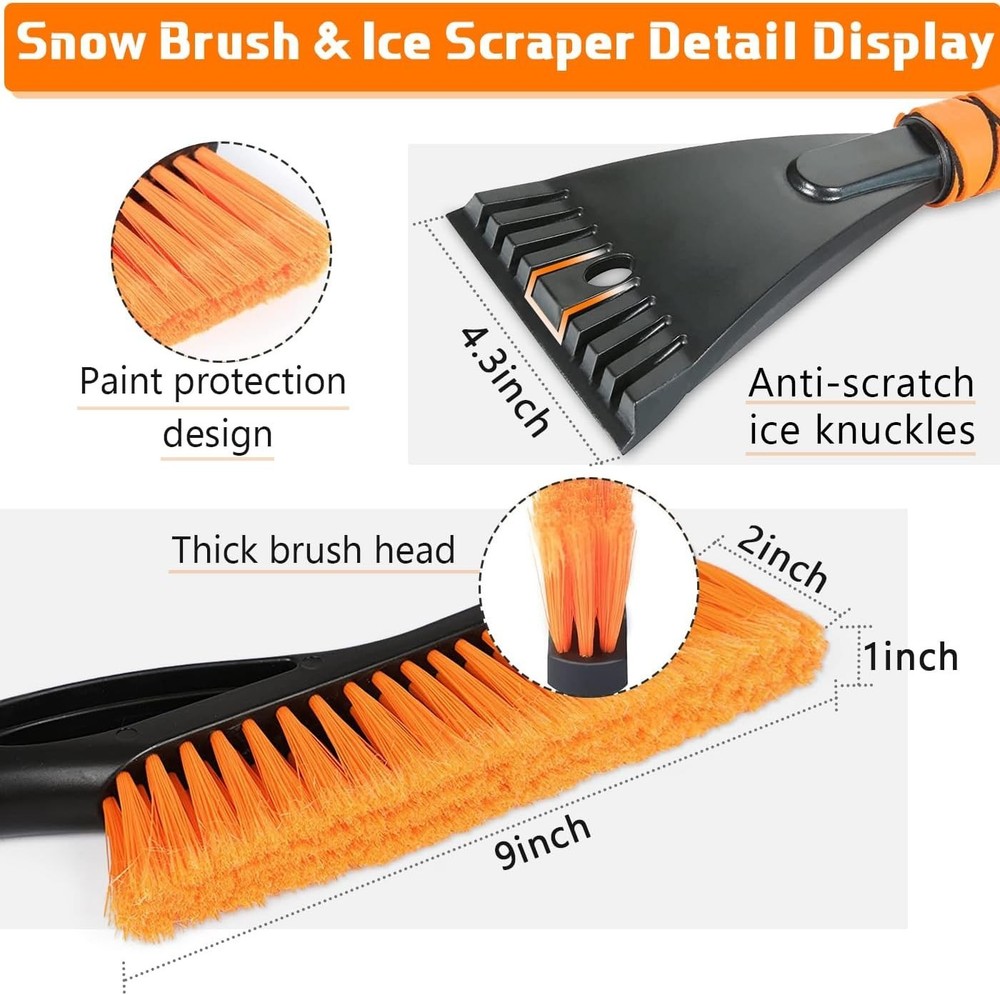 Snow Brush & Ice Scraper, 27'', Ice Scrapers for Car Windshield, Detachable