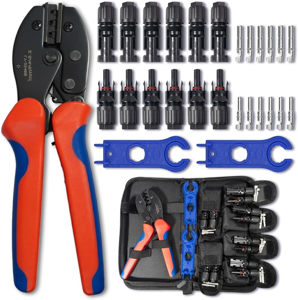 MC4 Crimping Tool – Solar Crimping Tool Kit with MC4 Crimper, Spanner Wrenches,