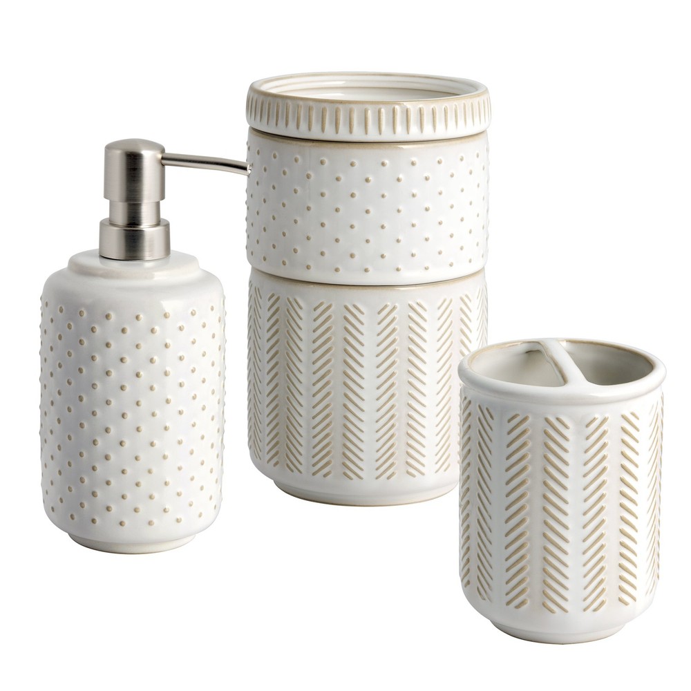 Reactive Glazed Ceramic Toothbrush Holder Creamy White