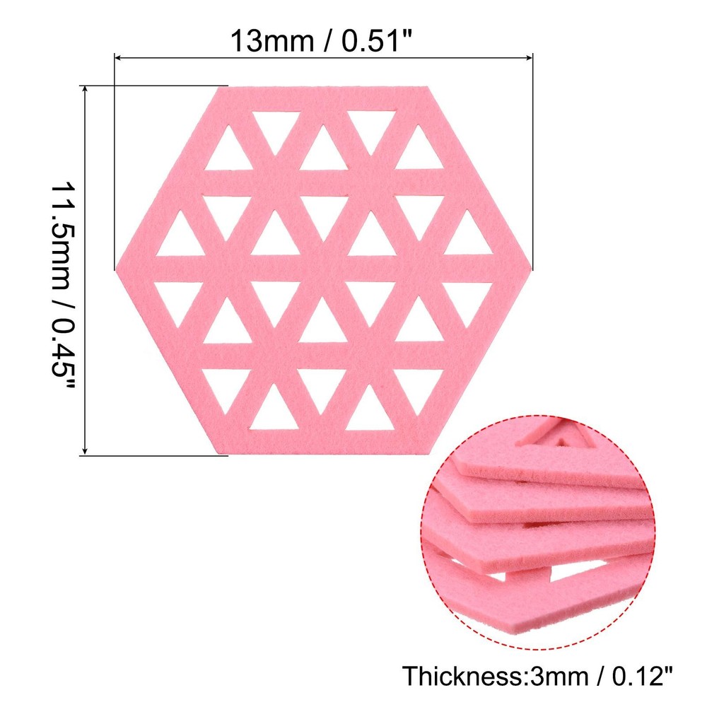 Felt Coasters 4pcs Hexagonal Pads Coasters Pink