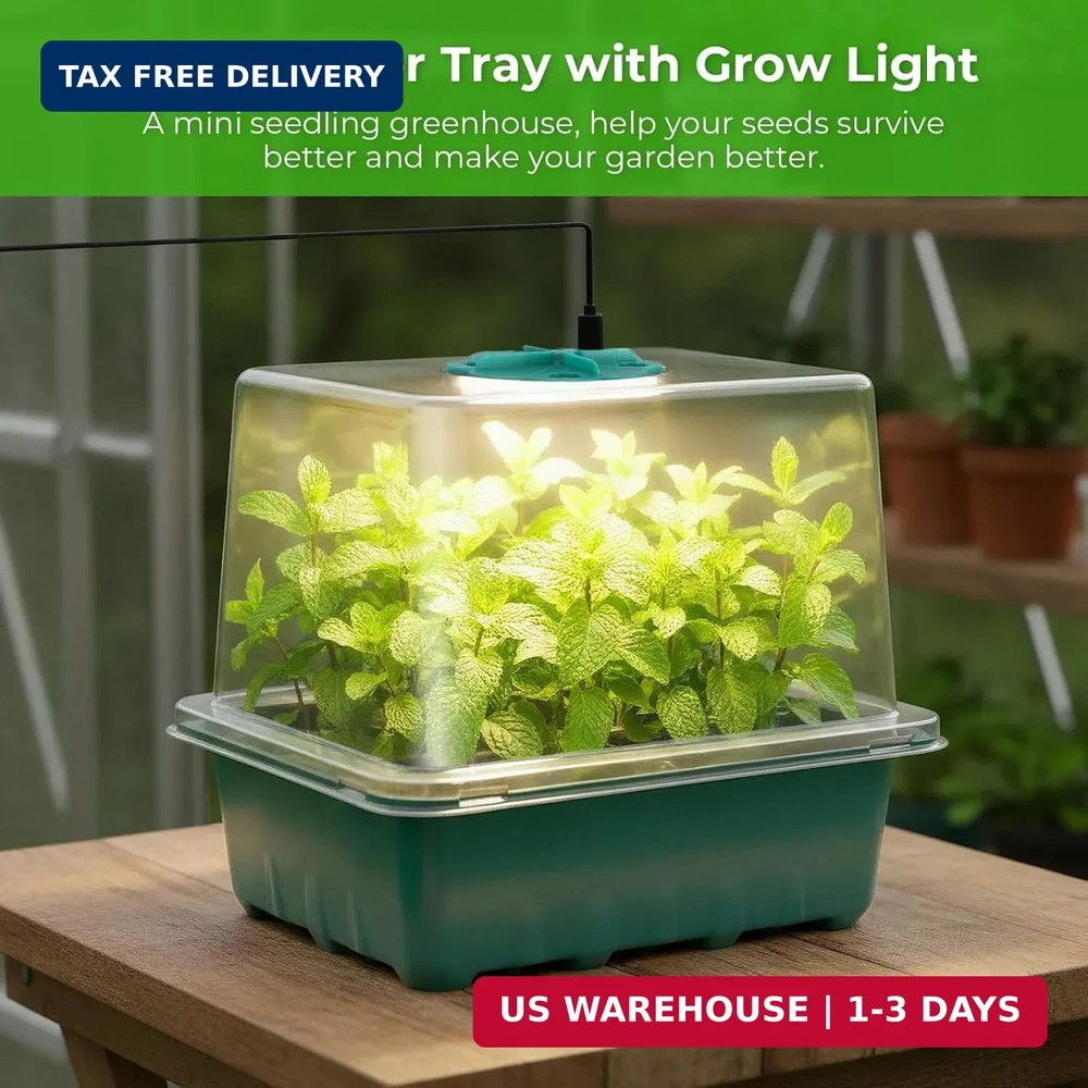 Seed Starter Tray with Grow Light, 6pcs Seed Starter Kits with Light and Adjusta