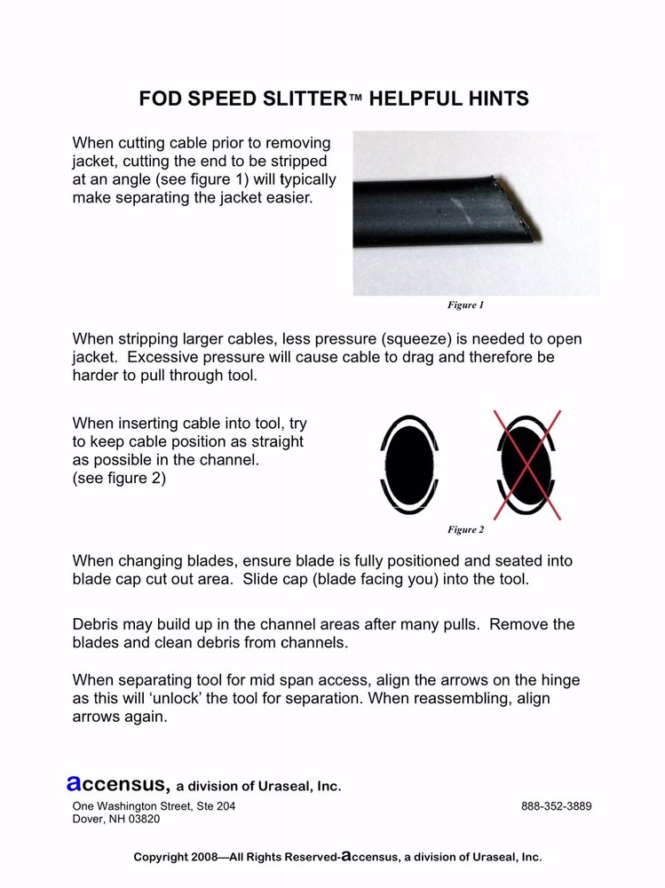Fiber Optic Drop Cable Stripping Tool FOD Speed Slitter Accensus