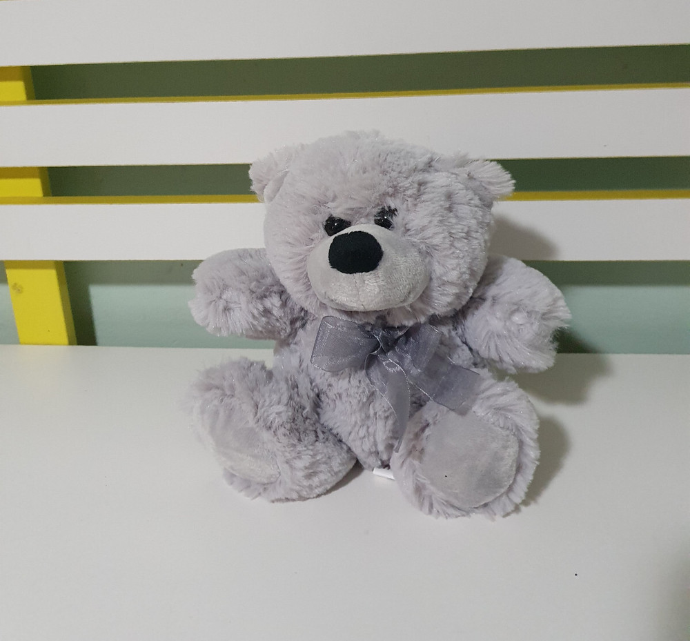 GREY TEDDY BEAR ELKA 20CM GREY BOW