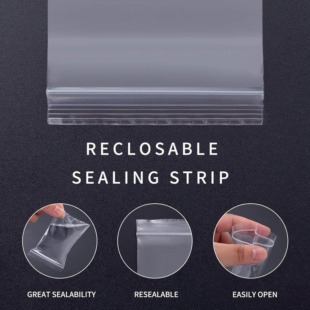 Small Plastic Bags, 400 PCS Mini Baggies, 4 Assorted Sizes, Transparent