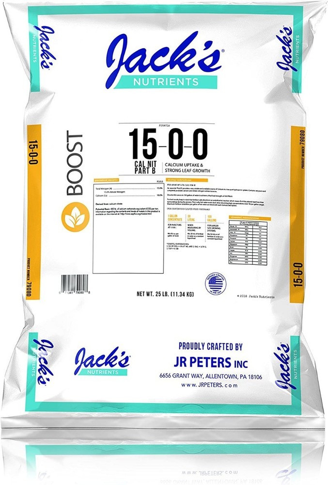 JACKS NUTRIENTS Part B 15-0-0 BOOST Cal Nitrate 25LB BAG