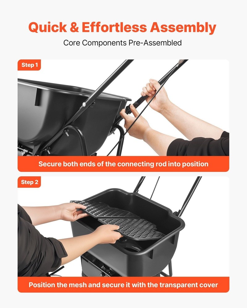 Push Lawn Spreader, 12ft Spreading Width, Broadcast Spreader with 80lbs Load