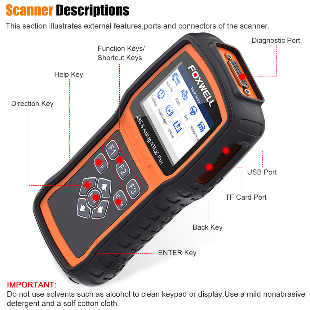 Foxwell NT630 PLUS OBD2 Scanner Code Reader Diagnostic Tool ABS Bleeding SAS SRS